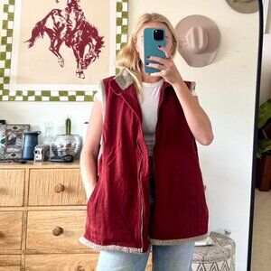 DULUTH TRADING CO. COTTON ZIP UP WINTER VEST RED WOMENS SIZE XL